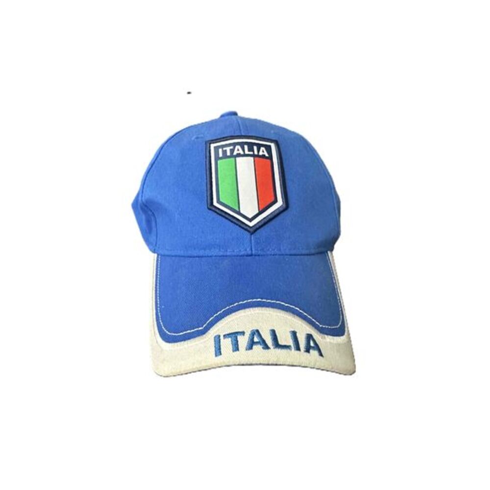 Italy Soccer Baseball Cap Blue Italia Text Shield Adjustable Casual Summer
